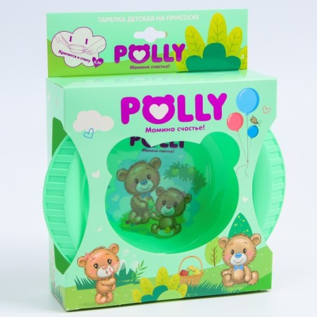 Baby deep plate on the suction cup Polly, Mix drawing, 350 ml, 19.5x16x555-5