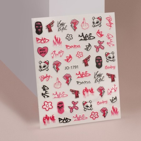 Nail stickers "Baby" color black/pink
