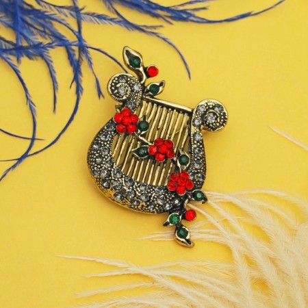Brooch "Lira flowering", colored in black gold-2