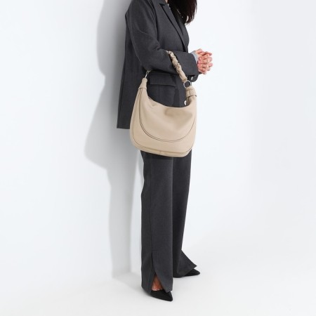 Lurch bag with lightning, external pocket, long belt, beige color-7
