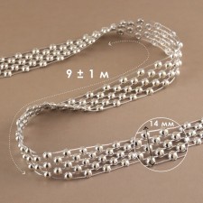 Beads on threads, flat, 14 mm, 9 ± 1 m, silver color