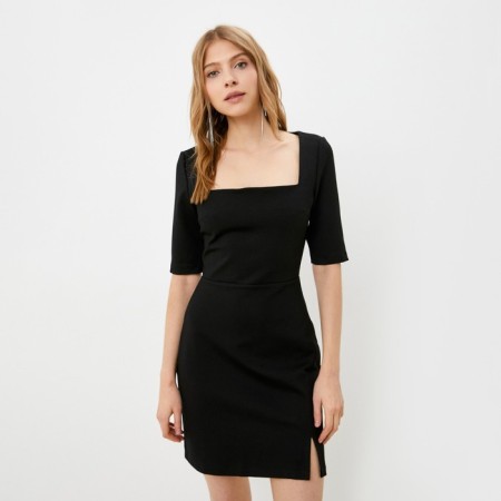 Women's dress with a square neckline MIST, size 50, color black