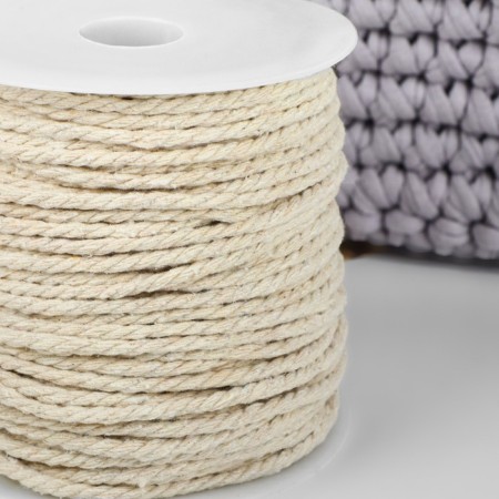 Shpagat for weaving, cotton, d = 4 mm, 50 m, twisted, white color-1