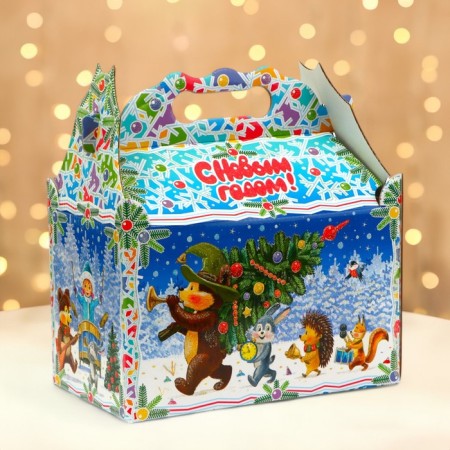 New Year. Gift box New Year's casket "Forest Foreths" 21.2 x 12.3 x 22.6 cm.