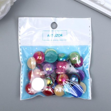 Decor for creativity Plastic "Half -Pesterpoline Tsvetn. Purvalum" set40 pcs 1.4x1.4x0.4 cm mix-2