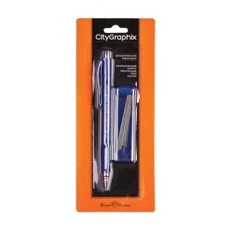 Mechanical pencil 0.5 mm BrunovisConti. CityGraphix, 2B, Soft Touch coating, with a set of spare rods, mix-2