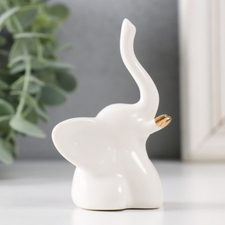Souvenir Ceramics "Micro elephant" white with gold 5.5x4x9 cm-3