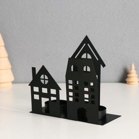 Summary metal for 2 candles "houses" d = 4 cm 14.5x6x13 cm-3