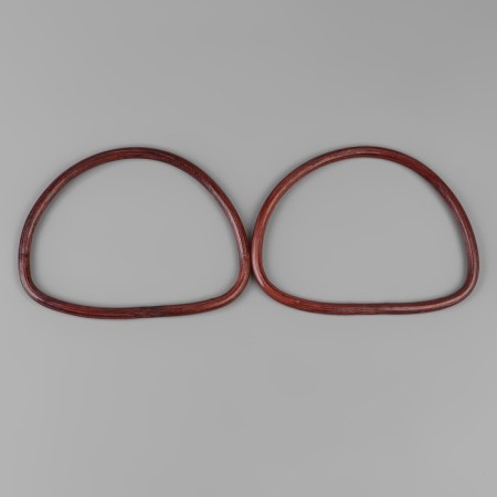 Handles for a bag, 2 pcs, bamboo, 17 × 13/15.5 × 11.5 cm, dark brown color-2
