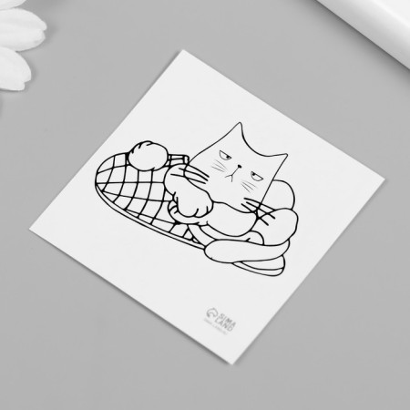 Tattoo on the body Black "Cat in a slipper" 6x6 cm-4