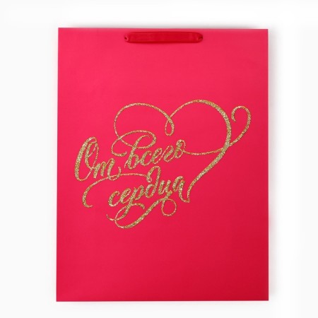 Laminated vertical packet “From the whole heart”, glitter, l, 31 × 40 × 11.5 cm-3