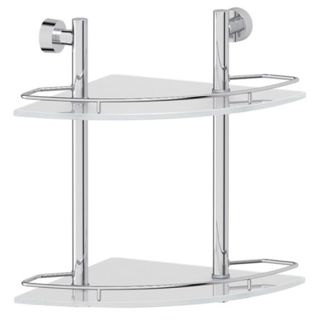 Corner shelf is bunk, width 28 cm, matte glass, chrome