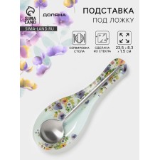 Standing under a spoonful of the share “Bouquet of the forget -me -nots”, 23.5 × 8.3 × 1.5 cm, glass, drawing