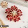 Brooch "Flower" chrysanthemum, red color in gold