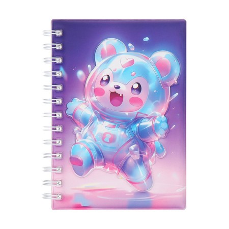 Notebook Gift Book on the comb 80l, line, color block, PVC cover 3D Bear (17.6x13.5cm) 105