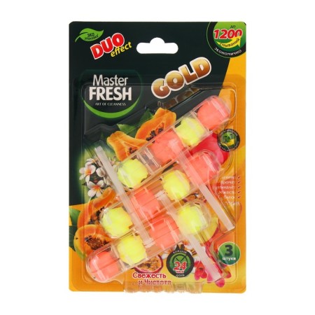 Master Fresh toilet Block, Duo Effect 5B1 Gold formula, tropic, 3 pcs