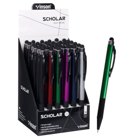 Automatic ballpoint handle Vinson, 0.7mm, body with a rubber holder, blue oil, mix