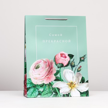Gift Package "Flowers" Green, 33 x 42.5 x 10 cm