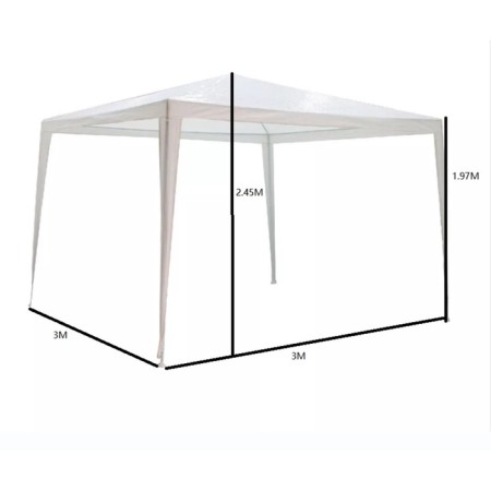 Tourist tent, 300 x 300 cm., White, open, narrowed-2