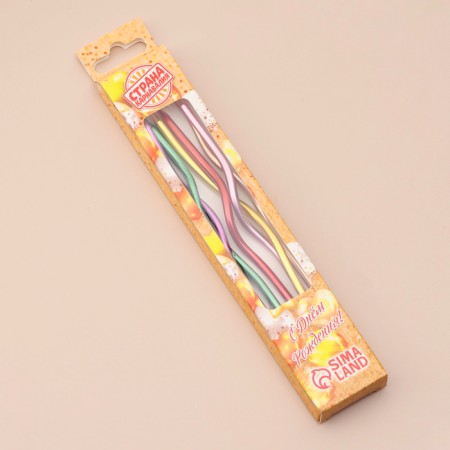 Candles for cake twisted "serpentine", 12 cm, 18 pcs, cocktail, multi -colored-2