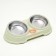 Metal dual bowl on a plastic basis 2 x 160 ml, 28.5 x 15 x 7 cm, green