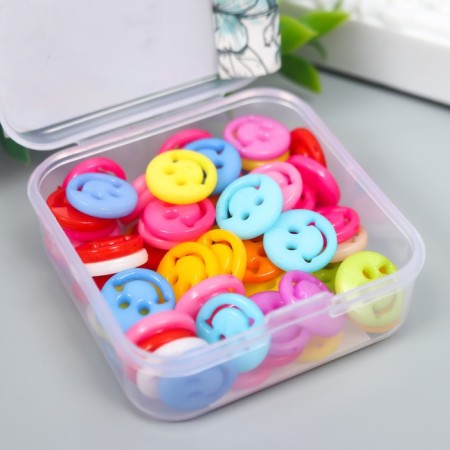 Buttons plastic 2 punctures "Bright smile" 1.3x1.3 cm set 60 pcs mix 2x5x5.5 cm-2