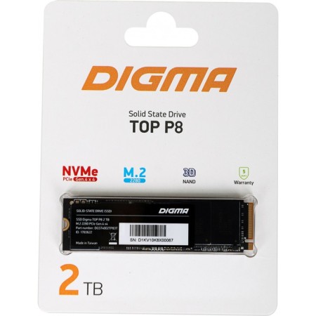 SSD Digma PCIE 4.0 X4 2TB DGST4002TP83T Top P8 M.2 2280-3