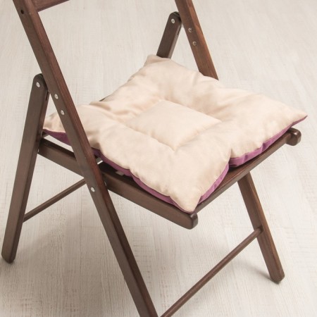 Pillow on a square chair 45x45cm, height 5cm, lilac velor, gray, synthet. fiber-1