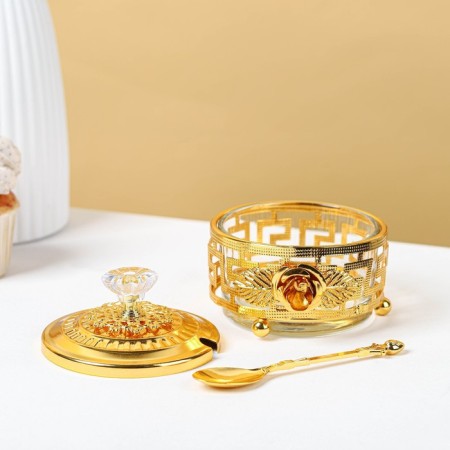 Sugar "rose" with a spoon, 200 ml, 9 × 10 cm, gold color-1