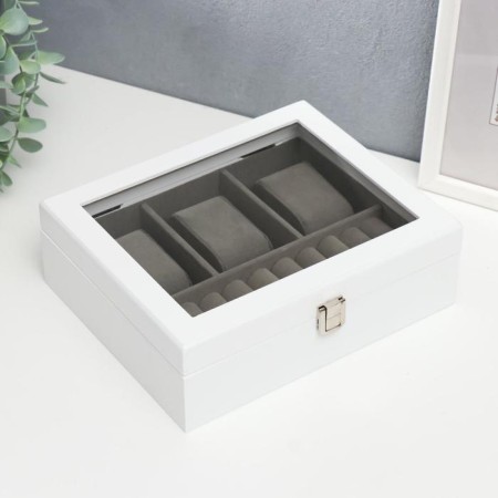 Casket wood for clock 3 divisions and jewelry "Snow White" 7.4x18x22 cm