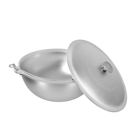 Kazan aluminum cast boyscout, with a lid and an arc, 8 l, Asian bowl, a flat bottom-3