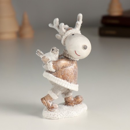 Polystone souvenir "Broken elk with a bird" 5.5x4.5x10 cm