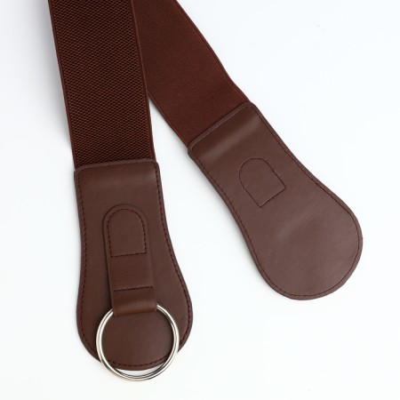 Women's belt, width 8.5 cm, metal buckle, brown color-5