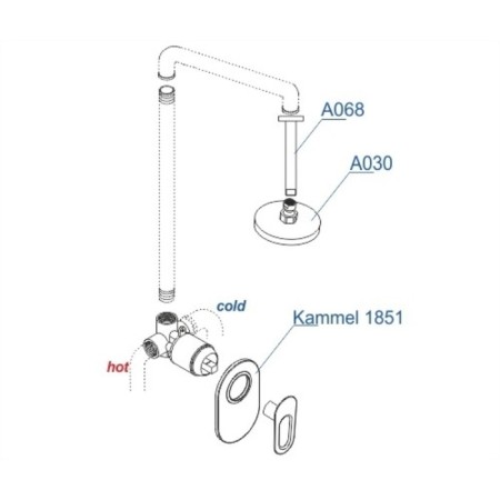 The shower system waserkraft a12830, built-in, tropical shower, brass/ABS plate, chrome 101201-2