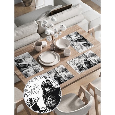 A set of napkins for setting the table "Bobra in work", rectangular, rounded edges, size 30x46 cm, 4 pcs-1