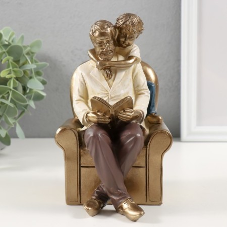 Polystone souvenir "Cozy evening with a grandfather behind the book" 13x10.5x16.5 cm