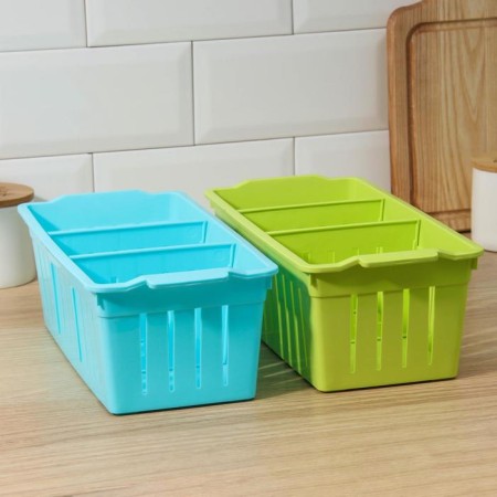 Solvement Plastic organizer for storage, 30.5 × 14.5 × 10.5 cm, with removable partitions, mix of mix-6