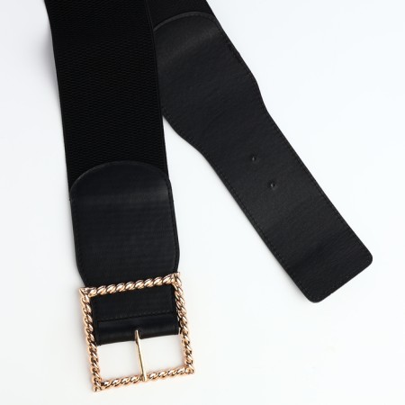 Women's belt, width 7.5 cm, black color-5