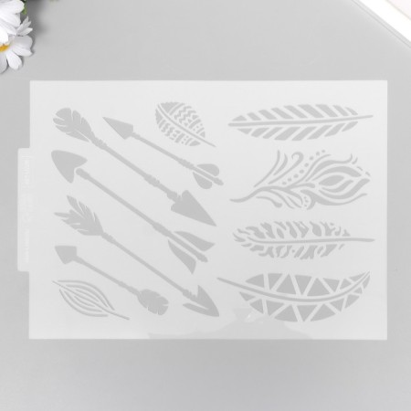 Stencil plastic "Arrows and feathers" 21x29.7 cm-3