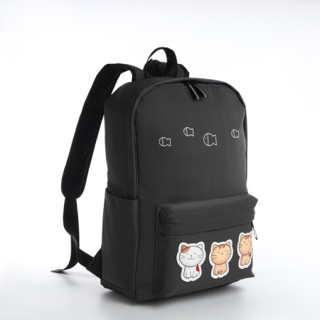 Young backpack from textiles on lightning, waterproof, 4 pockets, color gray color-2