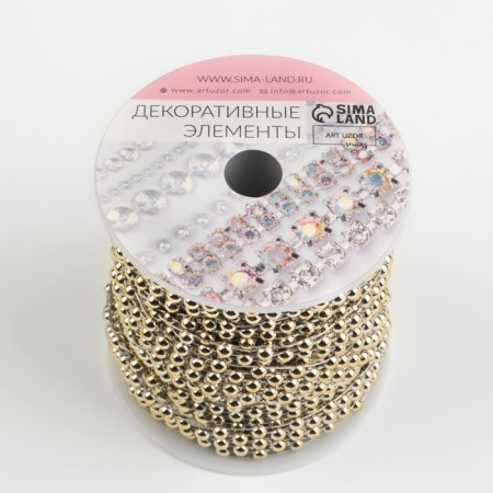 Beads on threads, flat, 14 mm, 9 ± 1 m, gold color-3