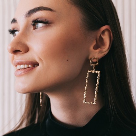 Hanging earrings "Fantasy", color gold, 7.3 cm-5