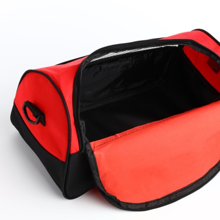 Sports bag with lightning, external pocket, long belt, red/black color-2