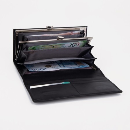 Women's wallet on magnets, black color-3