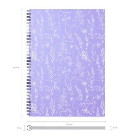 Notebook A4, 80 sheets, cage on spirals, erichkrause, lavender, plastic cover-4