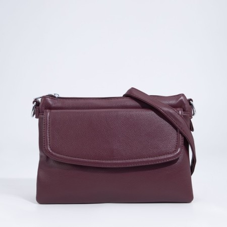 Cross-Bodi bag with zipper, burgundy color