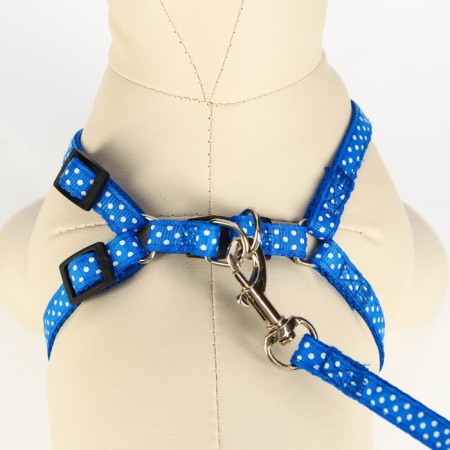 The set of stitched "peas", leash 120 x 1 cm, OG 23-35 cm, blue-3