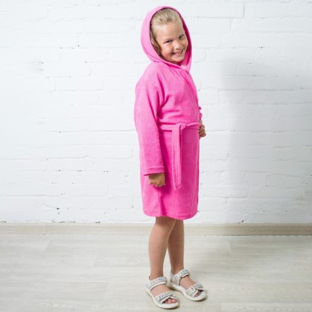 Terry robe for girls, height 110-116 cm, pink color 180g/m, 80% cotton, 20% polyester-1