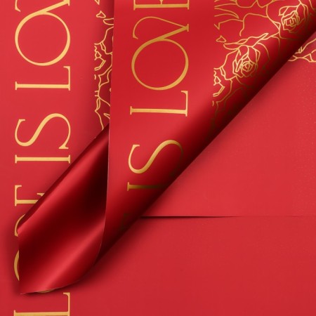 Film for flowers matte, "Love and Roses", 57x57cm, red