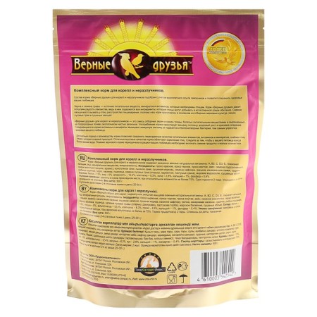 Корм "Верные друзья" для карелл и неразлучников, овощи/фрукты, 500 г-1